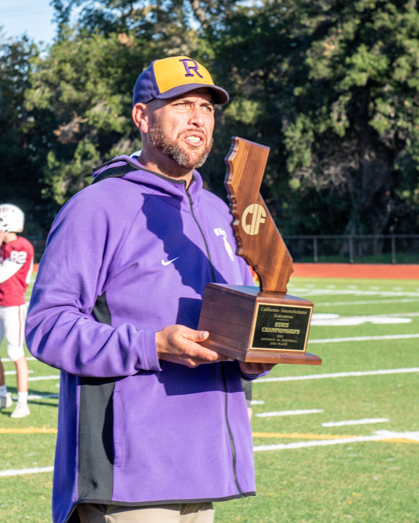 Head Coach Tony Payne Receives the CIF 5-A State Runner Up Trophy